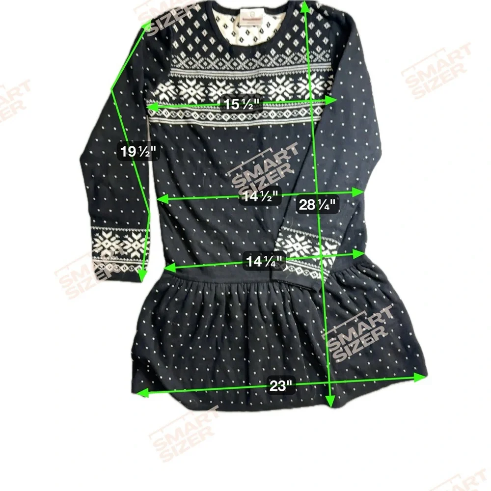 Hanna Andersson‎ Black White Sweater Dress Fair Isle, Sz 140. Winter Holiday